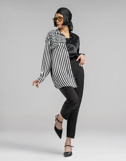 ساتن پیش دورنگ ساده و راه راه