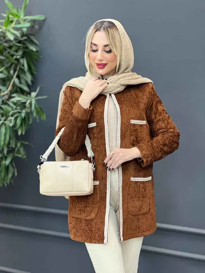 مانتو مخمل نوار دوزی