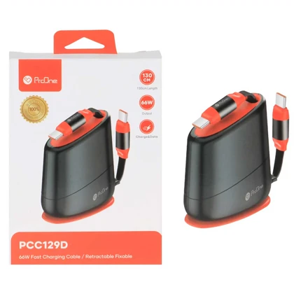 کابل شارژ سریع تایپ‌سی به تایپ‌سی 66 وات جمع‌شونده 130 سانتی‌متری پرووان PCC129D