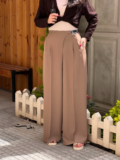 شلوار بگ پارچه ای کمربندی