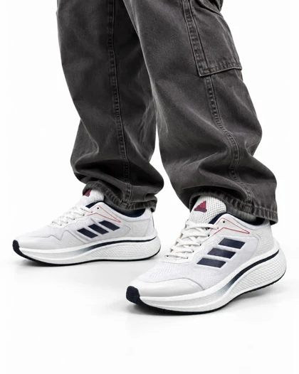 کفش کتانی مردانه بزرگ پا مدل آدیداس زیره بست سفید سرمه ای ADIDAS