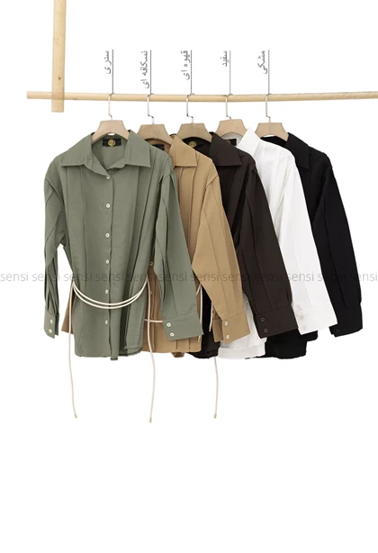 شومیز جلو پیله کمر بندی کد1005725