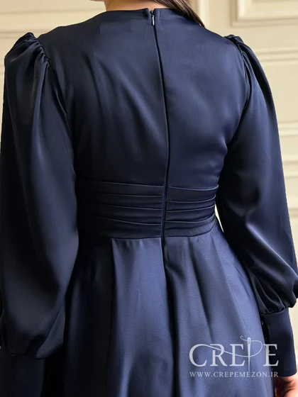 ماکسی ساتن یقه تور کارشده