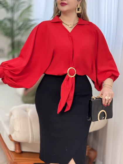 شومیز کرپ حلقه‌ای2823