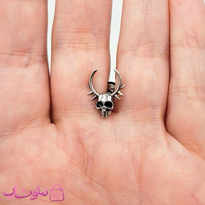 پیرسینگ گوش مردانه طرح فانتزی اسکلت با شاخ گوزن کد 89