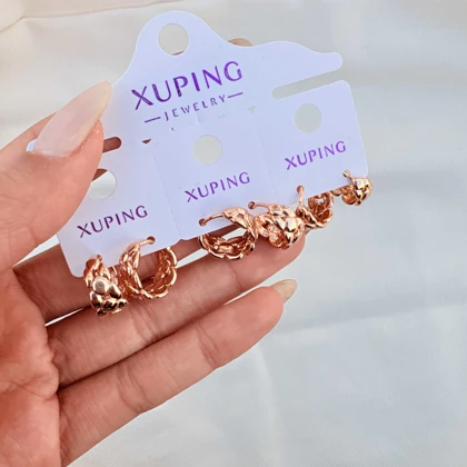 گوشواره حلقه‌ای طرح بافت ژوپینگ