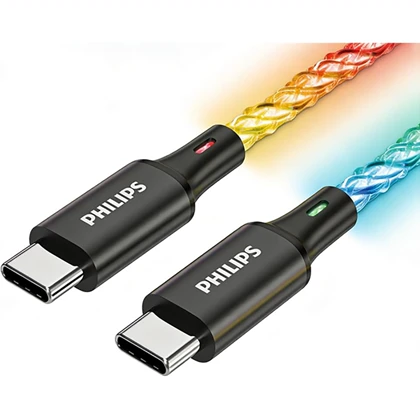 کابل تایپ سی 60 وات فیلیپس Philips مدل DLC5140C طول 1.2 متر با نور