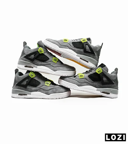 کتانی ساق‌دار مردانه طوسی مشکی سبز Nike air jordan 4