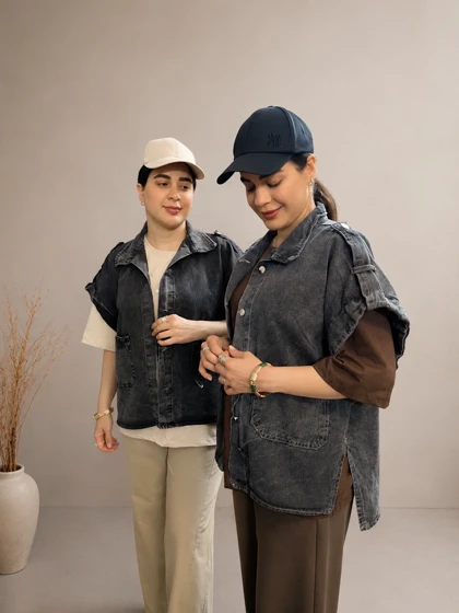 وست جین زنانه آستین پاکتی