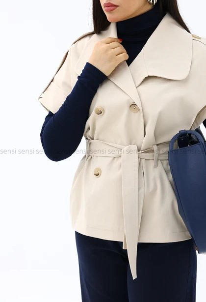 وست زنانه آستر دار کتان کج راه کد1006842