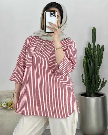 شومیز جلو بسته راه راه(41)کد3474