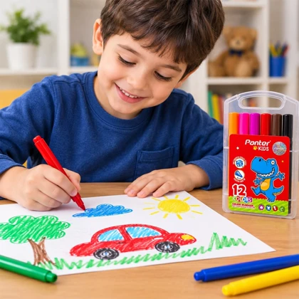 ماژیک رنگ آمیزی پنتر Panter مدل Kids نوک 4 میلی متر بسته 12 رنگ