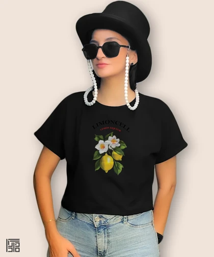 کراپ زنانه طرح لیمو تابستانی
