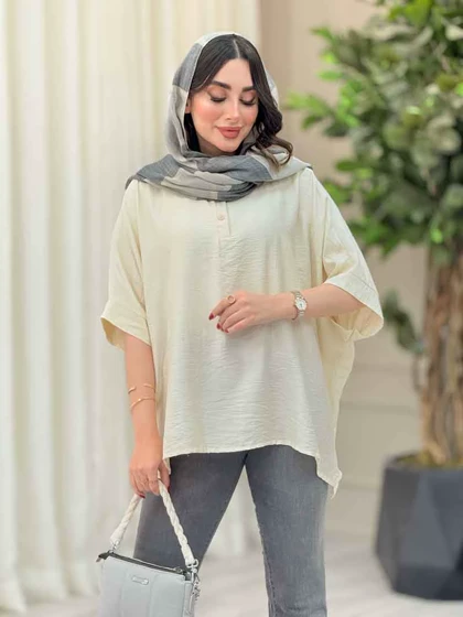 مانتو پانچ یقه دو دکمه