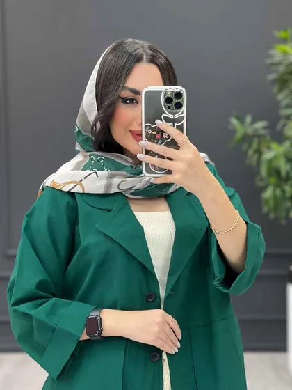 مانتو لینن دو جیب کمر ژیله دار