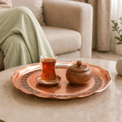 سینی 35 سانت مس دیبا رنگ مسی کد 1038