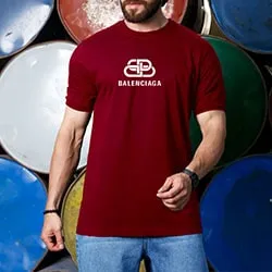 تیشرت مردانه رنگ جگری برند Balenciaga آستین کش
