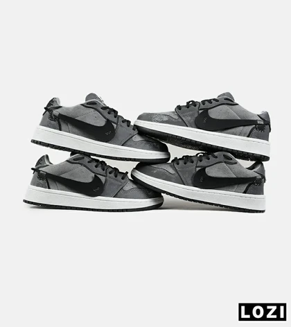 کفش کتانی مردانه و زنانه طوسی مشکی NIKE jordan 1 مدل 7181