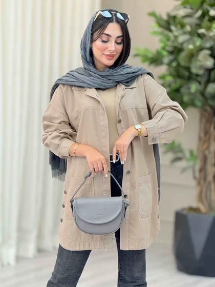 مانتو کتان بغل سه دکمه جیب پایین
