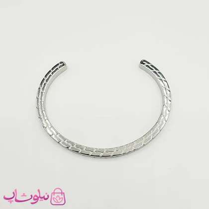 بنگل مردانه طرح آجری اسپرت نقره ای رنگ استیل کد 1991