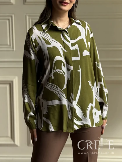 شومیز نخی جلو دکمه طرحدار