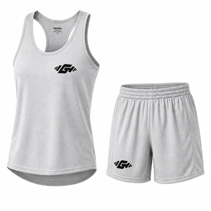 ست رکابی و شلوارک ورزشی مردانه G Wear مدل 5F0604 طوسی روشن