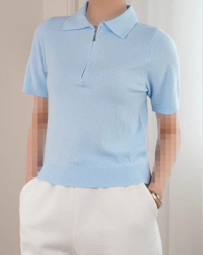 پولوشرت نیم زیپ بافت کد 31594