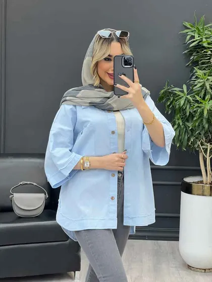 مانتو لینن جیب دکمه