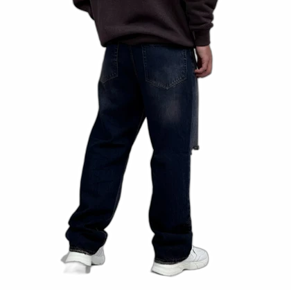 شلوار جین بگ مردانه آبی طرح زاپ
