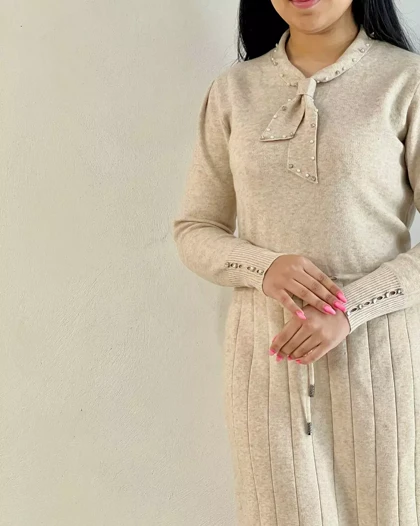 پیراهن بافت گرماژ بالا کراواتی کد 5513