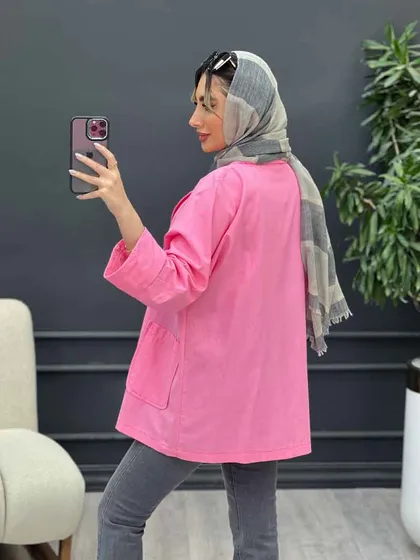 مانتو لینن چهار دکمه آستین پاکتی