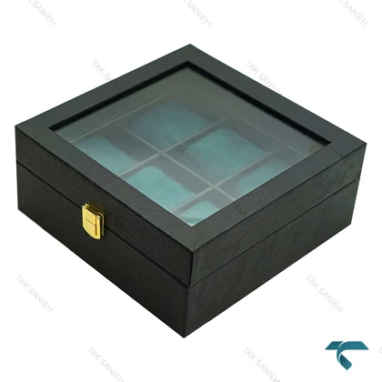 باکس جعبه 6 تایی ساعت مچی مشکی سبز Watches-Box-6-7812-U