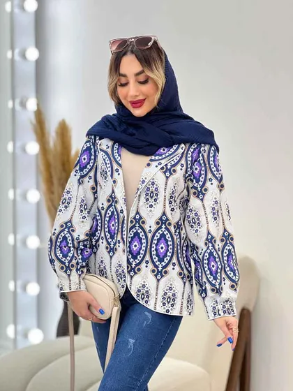 مانتو طرح دار مغزی دوزی