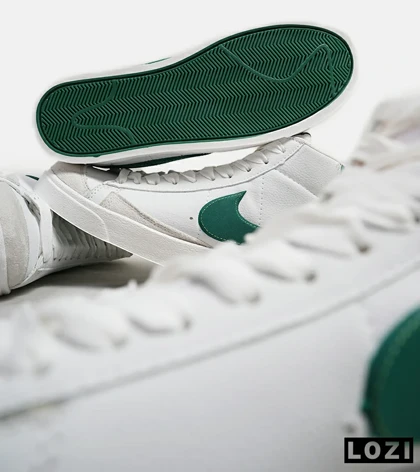 کفش کتانی ساق‌دار مردانه و زنانه سفید سبز Nike Blazer Low 77