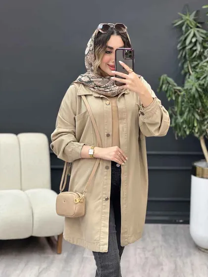 مانتو کتان دو جیب پرناز