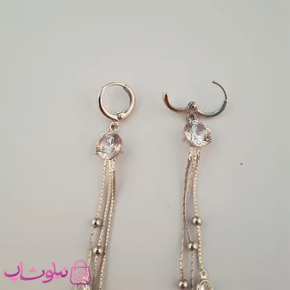 گوشواره زنانه آویز بلند ژوپینگ نقره ای