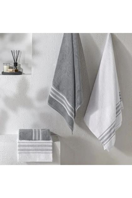 ست حوله حمام Taç مدل Rope Pure Cotton پنبه - ذغالی