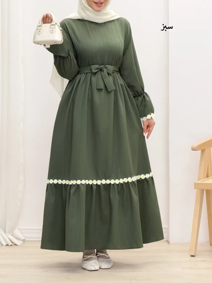 4449- پیراهن بلند بابونه (ایراددار)