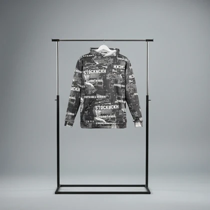 هودی طرحدار مردانه مشکی مدل stock