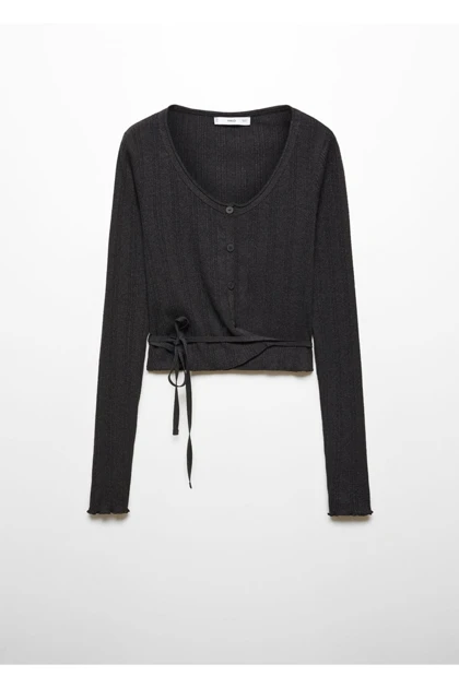 ژاکت کش باف پشمی زنانه اورجینال منگو mango