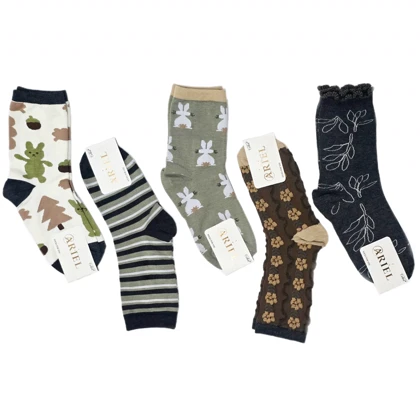 جوراب ساق بلند طرح جنگل نخی