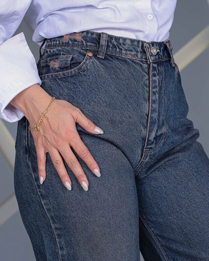شلوار فلر بگ آبی تینت زنانه قد 110 کمر بدون کش Flare Baggy Jeans کد 70900