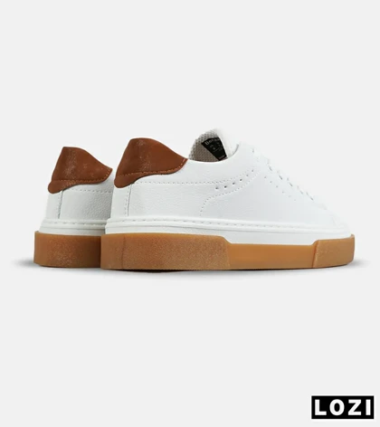 کفش کتانی مردانه سفید کرم BERSHKA مدل 7671