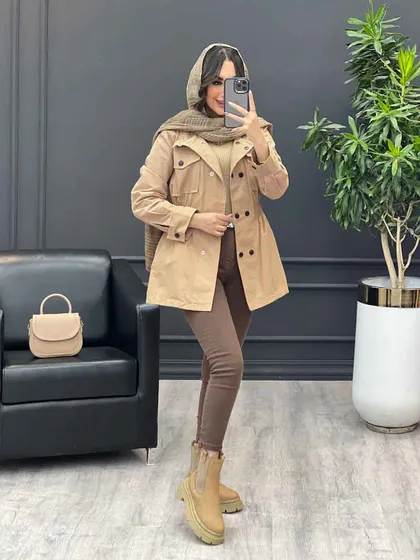 بارانی ده دکمه کمر کش