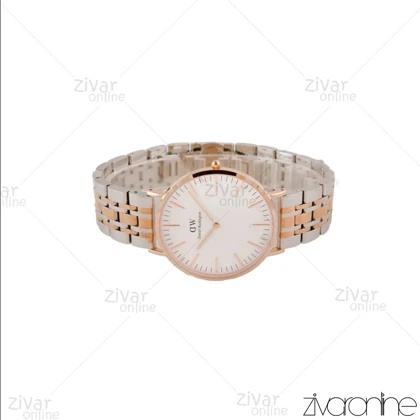 ساعت دنیل ولینگتون مردانه رزگلد نقره ای صفحه سفید خطی 104425