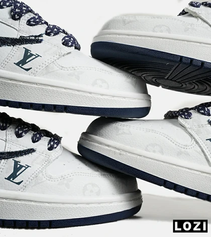 کفش کتانی مردانه و زنانه سفید NIKE LOUIS VUITTON x travis scott مدل 7015