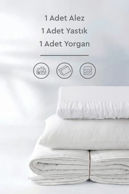 ست لحاف بالش محافظ تشک یک نفره Yataş مدل Eco Night میکروفایبر - سفید