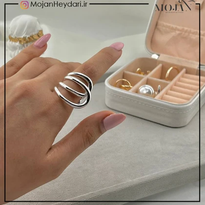 انگشتر زنانه آبکاری نقره رنگ ثابت کد ta10011