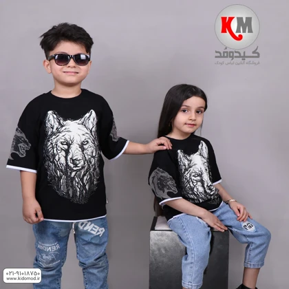 تیشرت تک اسپرت نگین‌دار مدل گرگ