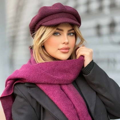 ست هشت ترک و شال فوتر آلبالویی